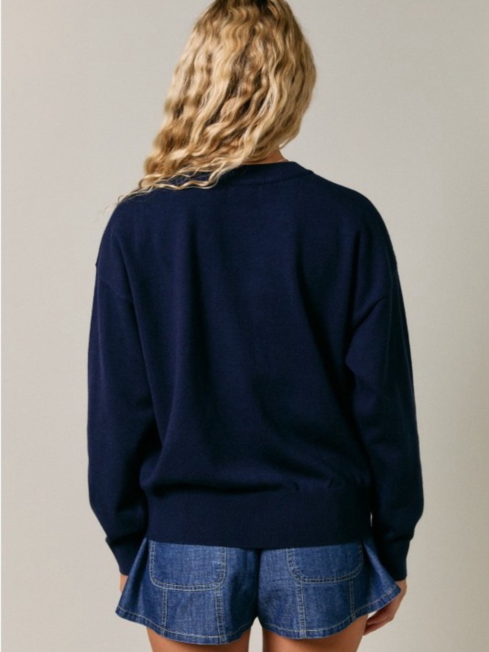NWT Le Lis Navy Goldendoodle Dog Crew Neck Sweater Small - Picture 6 of 10